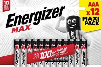 Energizer Max AAA Batteries, Alkaline, 12 Pack