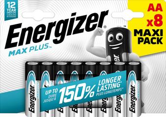 Energizer Max Plus AA Batteries, Alkaline, 8 Pack
