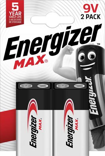 Energizer Max 9V Batteries, Alkaline, 2 Pack