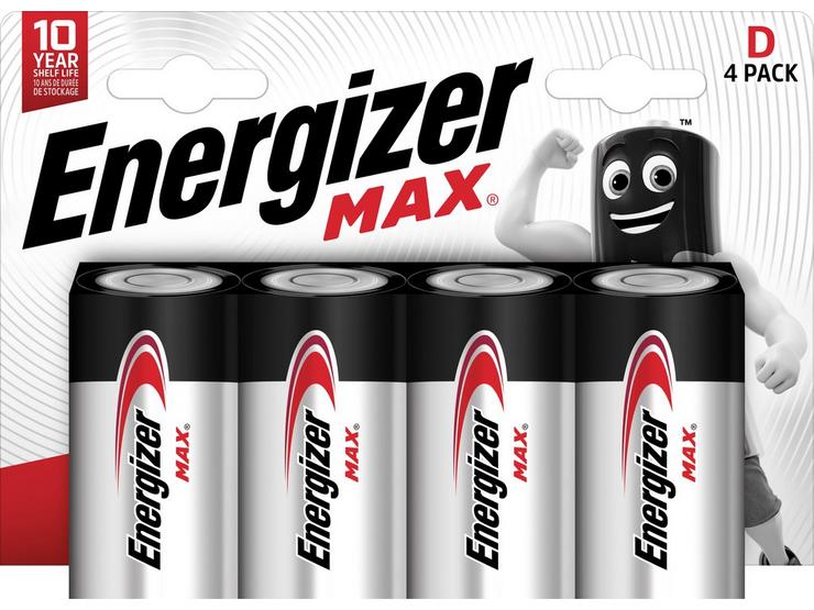 Energizer Max D Batteries, Alkaline, 4 Pack