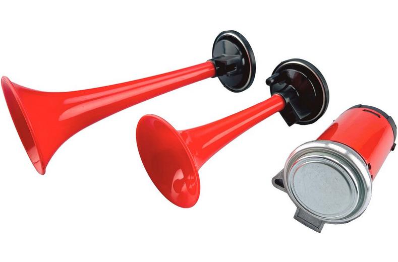 Twin Air Horn with Red Trumpets Twin Air Horn with Red Trumpets