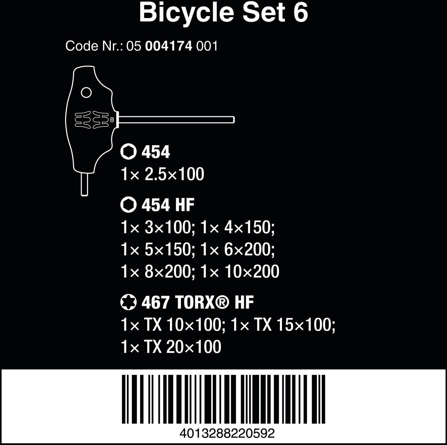 Wera Bicycle Set 6 T-Handle Hex & Torx Key Set 10pcs