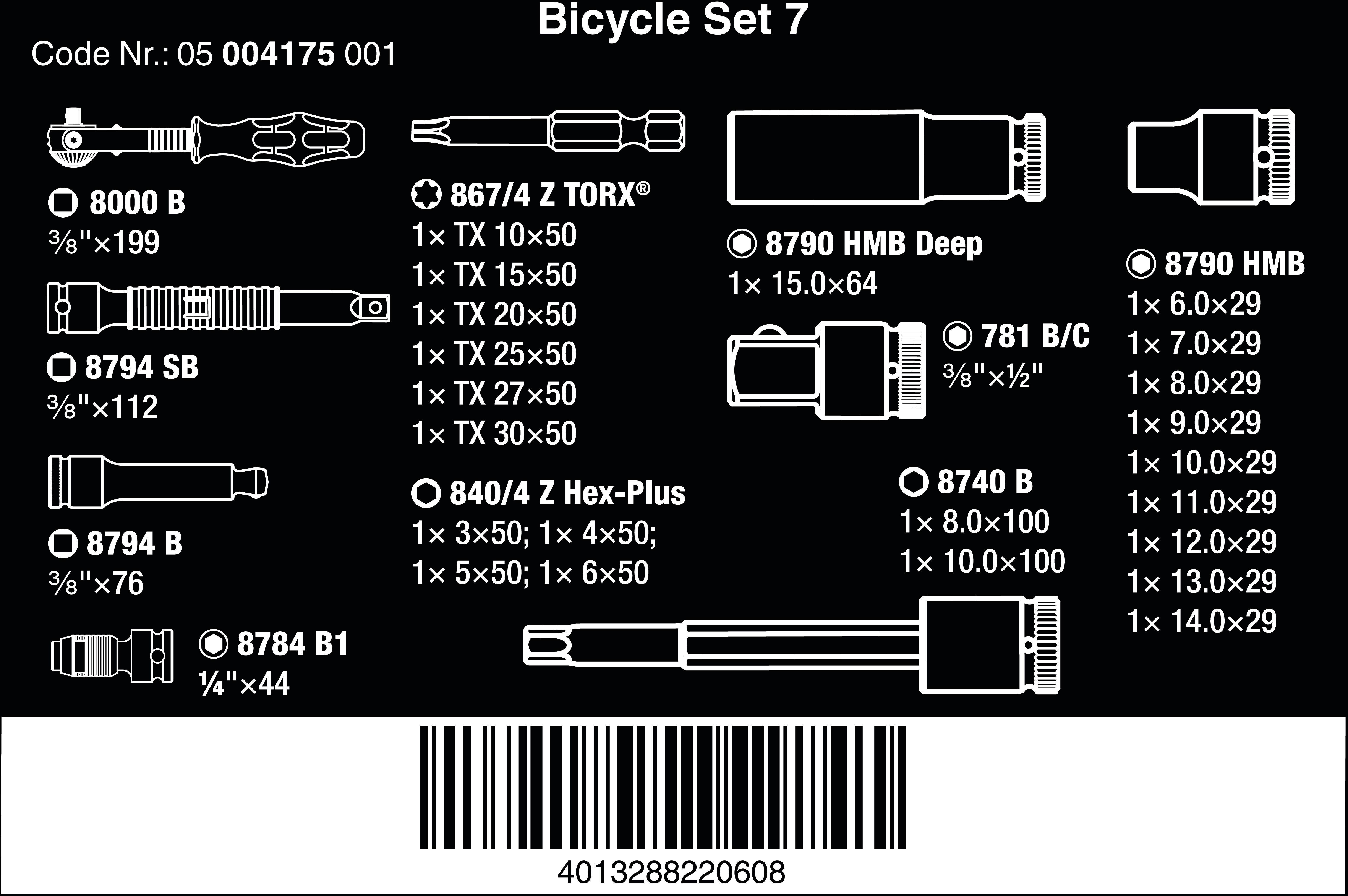 Wera Bicycle Set 7 Zyklop 3/8" Ratchet and Socket Set 27pcs