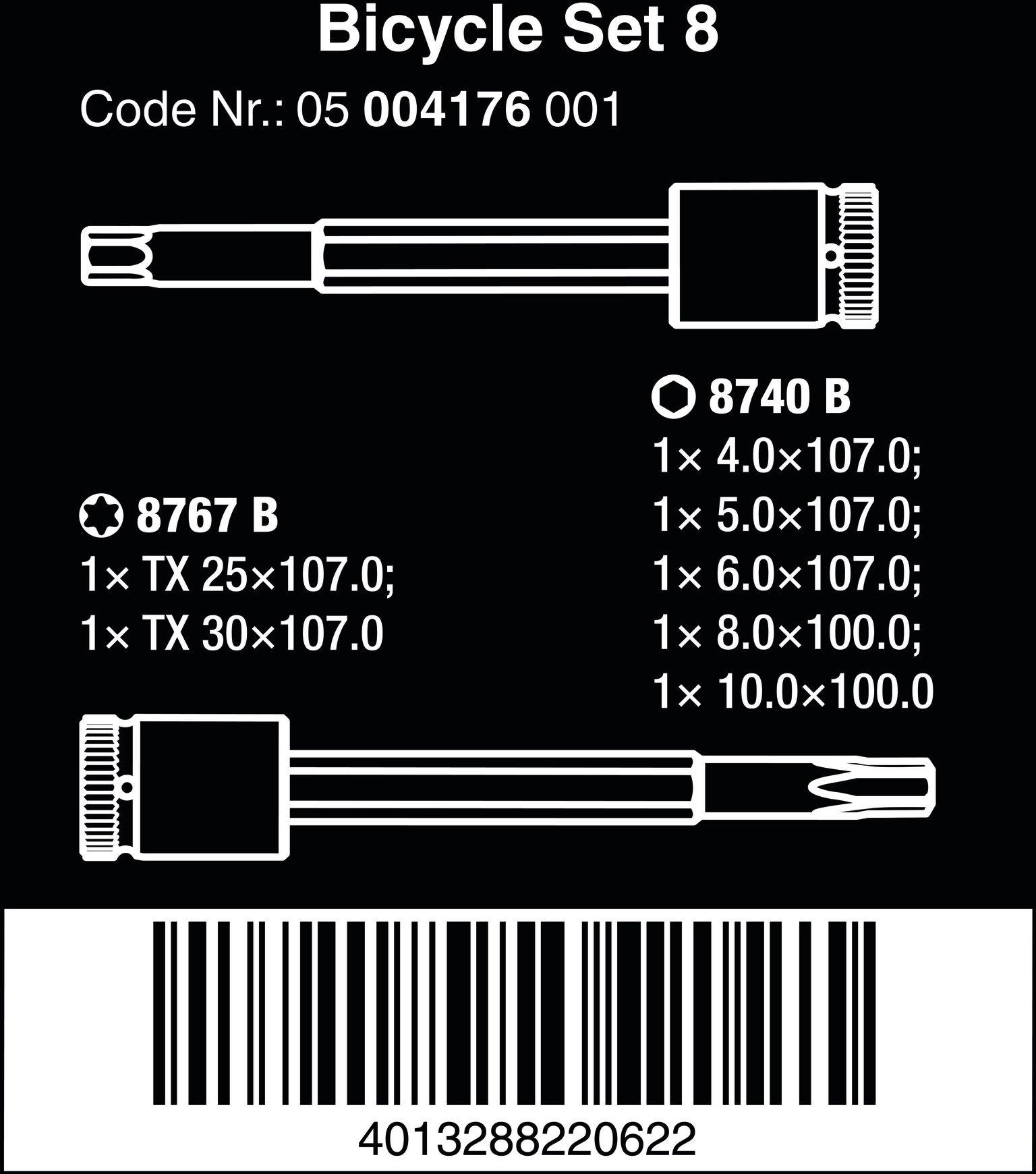 Wera Bicycle Set 8 3/8" Hex/Torx Socket Set 7pcs