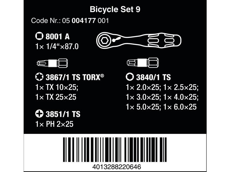 Wera Bicycle Set 9 Zyklop Ratchet Screwdriver Mini Case Set 10pcs