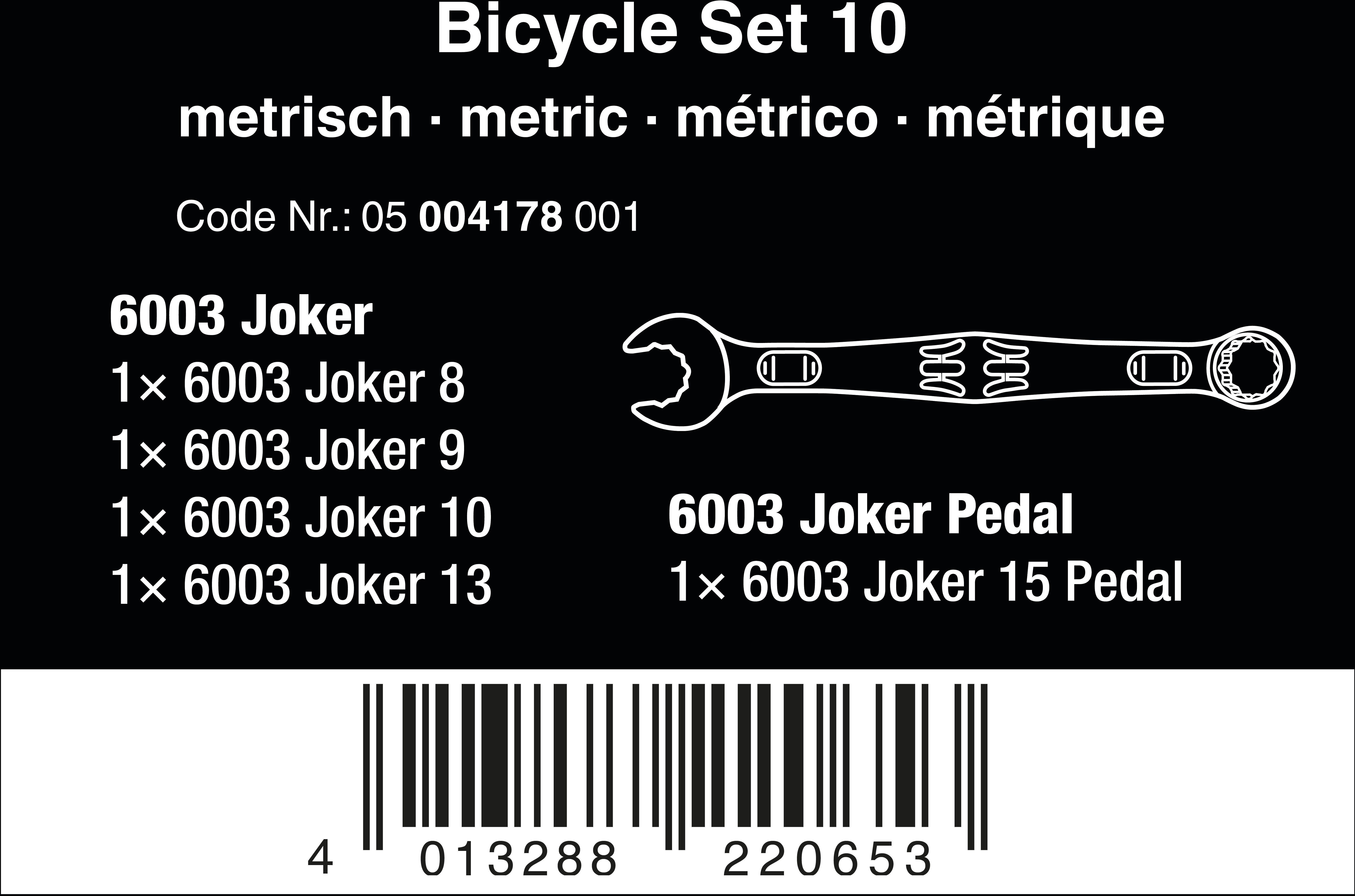 Wera Bicycle Set 10 Joker Wrench Spanner Set 5pcs
