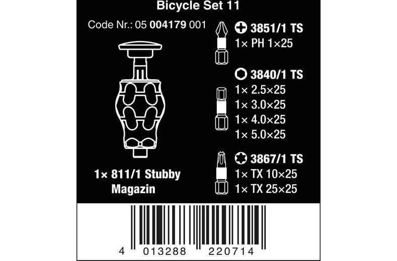 Wera Bicycle Set 11 Kraftform Kompakt Stubby Screwdriver & Bits Set 7pcs Wera Bicycle Set 11 Kraftform Kompakt Stubby Screwdriver & Bits Set 7pcs