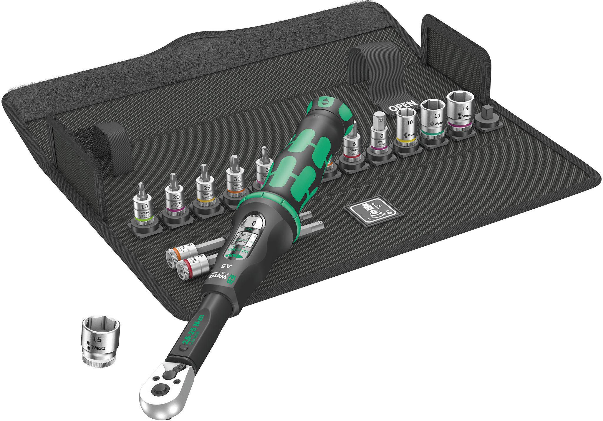 Wera Bicycle Torque Set 1 2.5-25Nm Torque Wrench and Zyklop Socket Set 16pcs