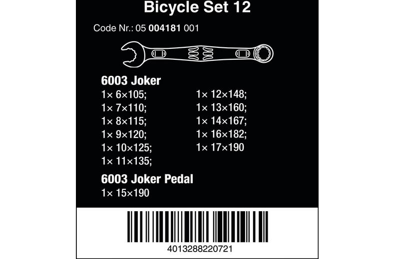 Wera Bicycle Set 12 Joker Wrench Spanner Set 12pcs Wera Bicycle Set 12 Joker Wrench Spanner Set 12pcs