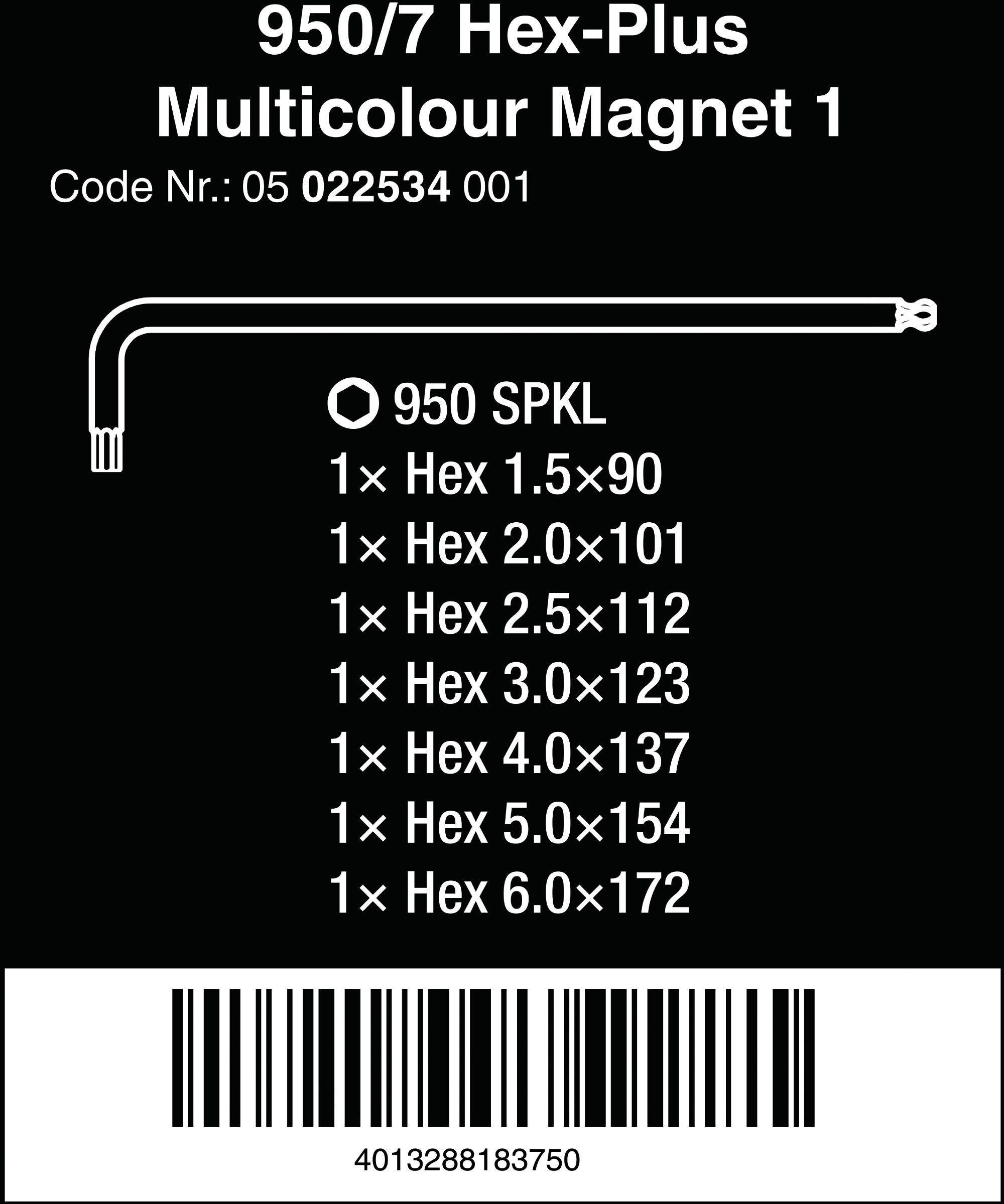 Wera 950/7 TX XL Multicolour HF 1 L-key Set