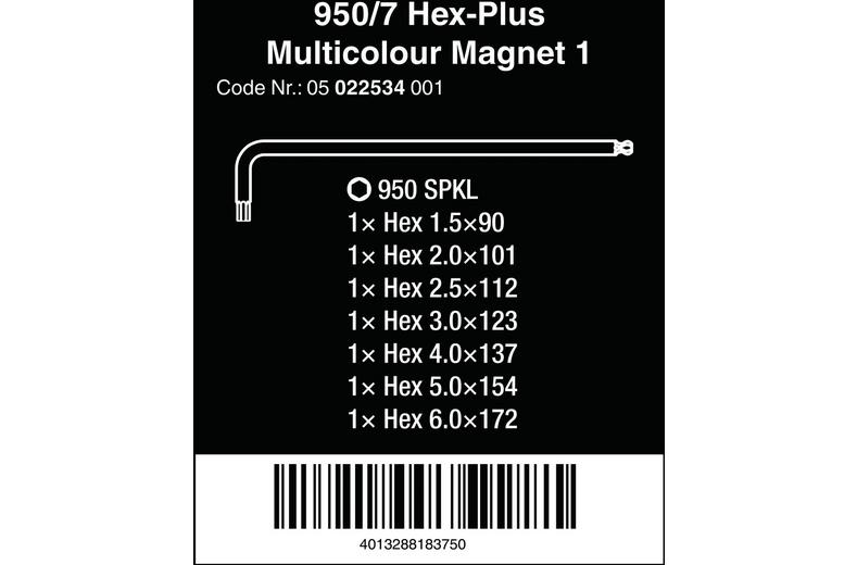Wera 950/7 TX XL Multicolour HF 1 L-key Set Wera 950/7 TX XL Multicolour HF 1 L-key Set