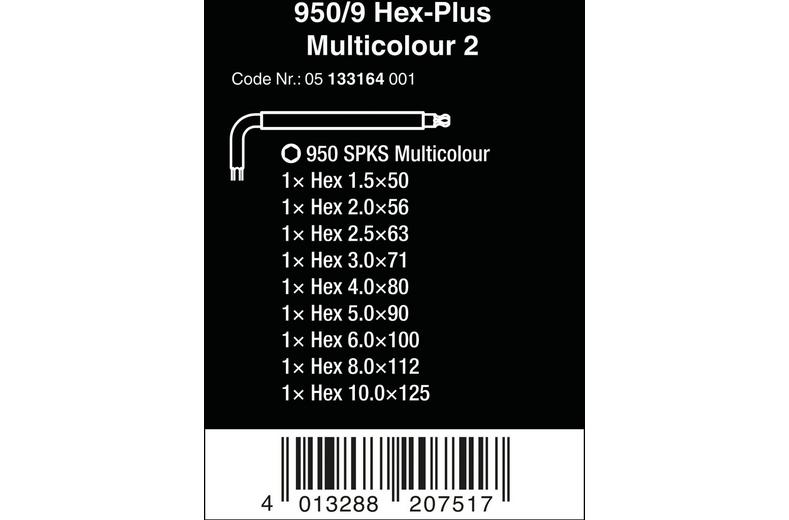 Wera 950/9 Hex-Plus Multicolour 2 L-key Set BlackLaser Wera 950/9 Hex-Plus Multicolour 2 L-key Set BlackLaser