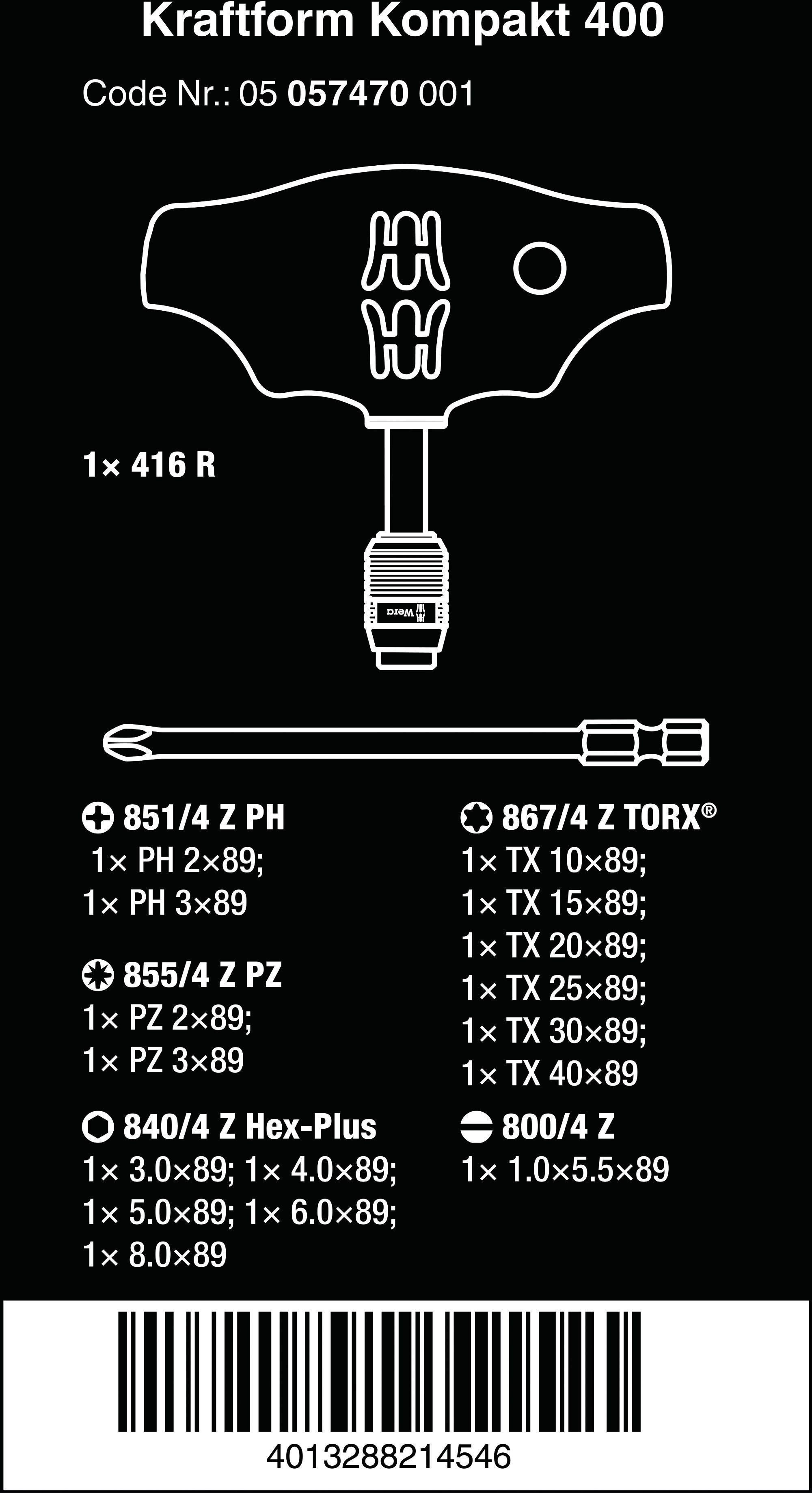 Wera Kraftform Kompakt 400 screwdriver Set 17pcs