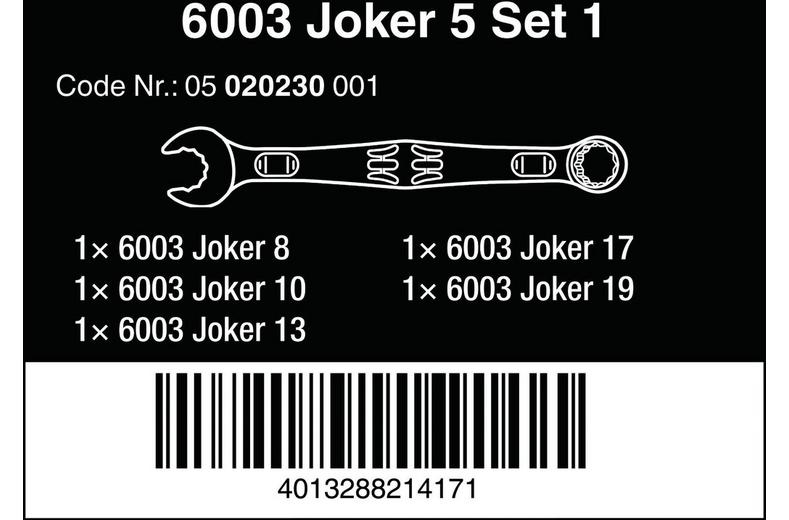 Wera 6003 Joker Set 1 Combination Wrench Set 5pc Wera 6003 Joker Set 1 Combination Wrench Set 5pc