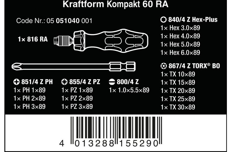 Wera Kraftform Kompakt 60 Ratchet Screwdriver Set 17pc Wera Kraftform Kompakt 60 Ratchet Screwdriver Set 17pc