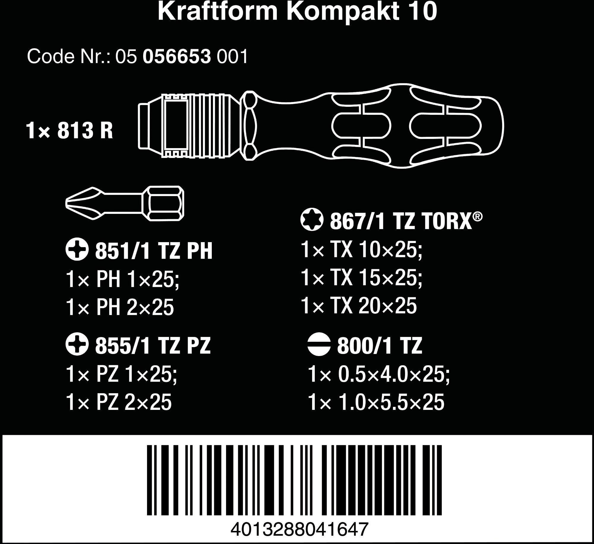Wera Kraftform Kompakt 10 screwdriver Set