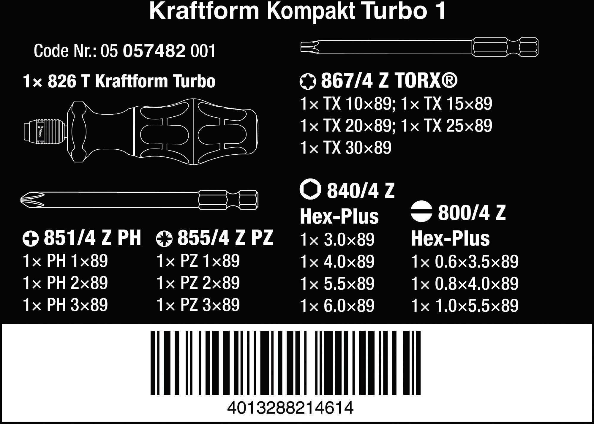 Wera Kraftform Kompakt Turbo 1 Screwdriver Set 19pcs