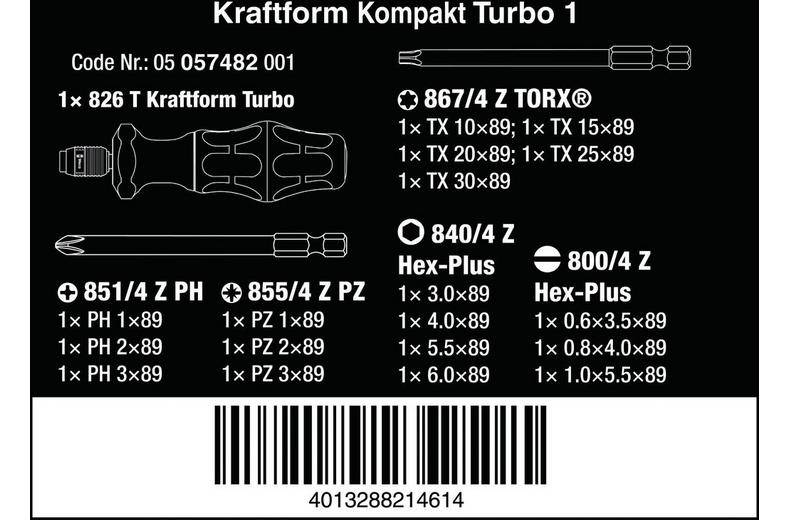 Wera Kraftform Kompakt Turbo 1 Screwdriver Set 19pcs Wera Kraftform Kompakt Turbo 1 Screwdriver Set 19pcs
