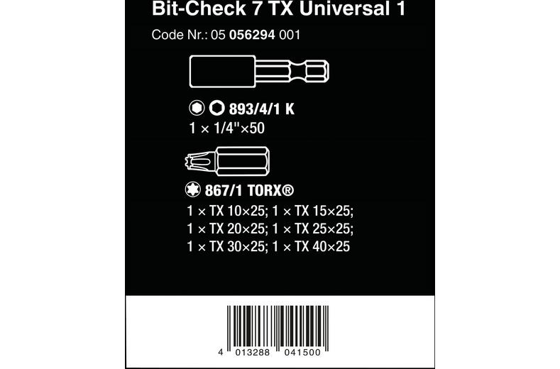 Wera Bit-Check 7 Universal Torx Key Set 7 pcs Wera Bit-Check 7 Universal Torx Key Set 7 pcs