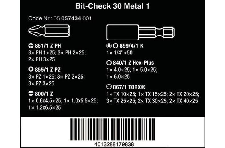 Wera Bit-Check 30 Drill Bit Metal Set 30pcs Wera Bit-Check 30 Drill Bit Metal Set 30pcs