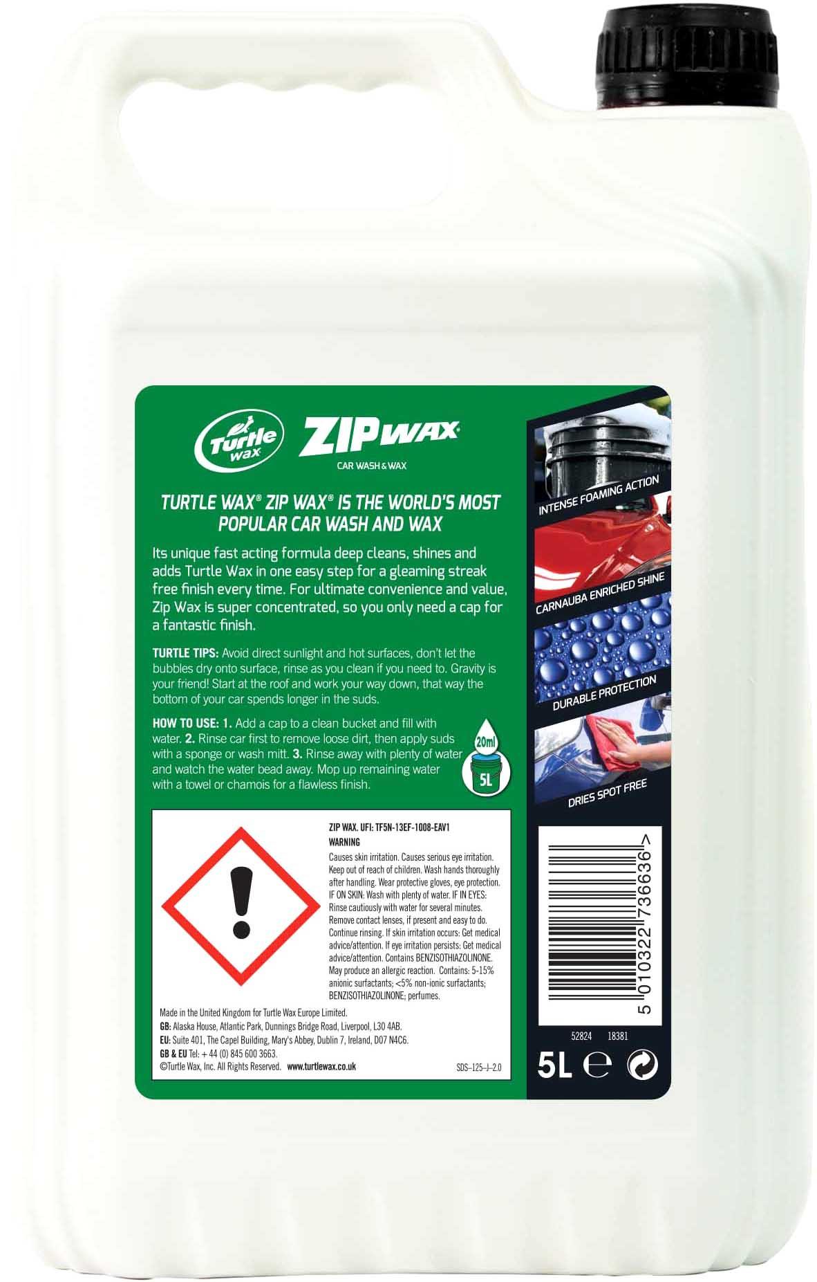 Turtle Wax Zip Wax Car Wash & Wax 5L