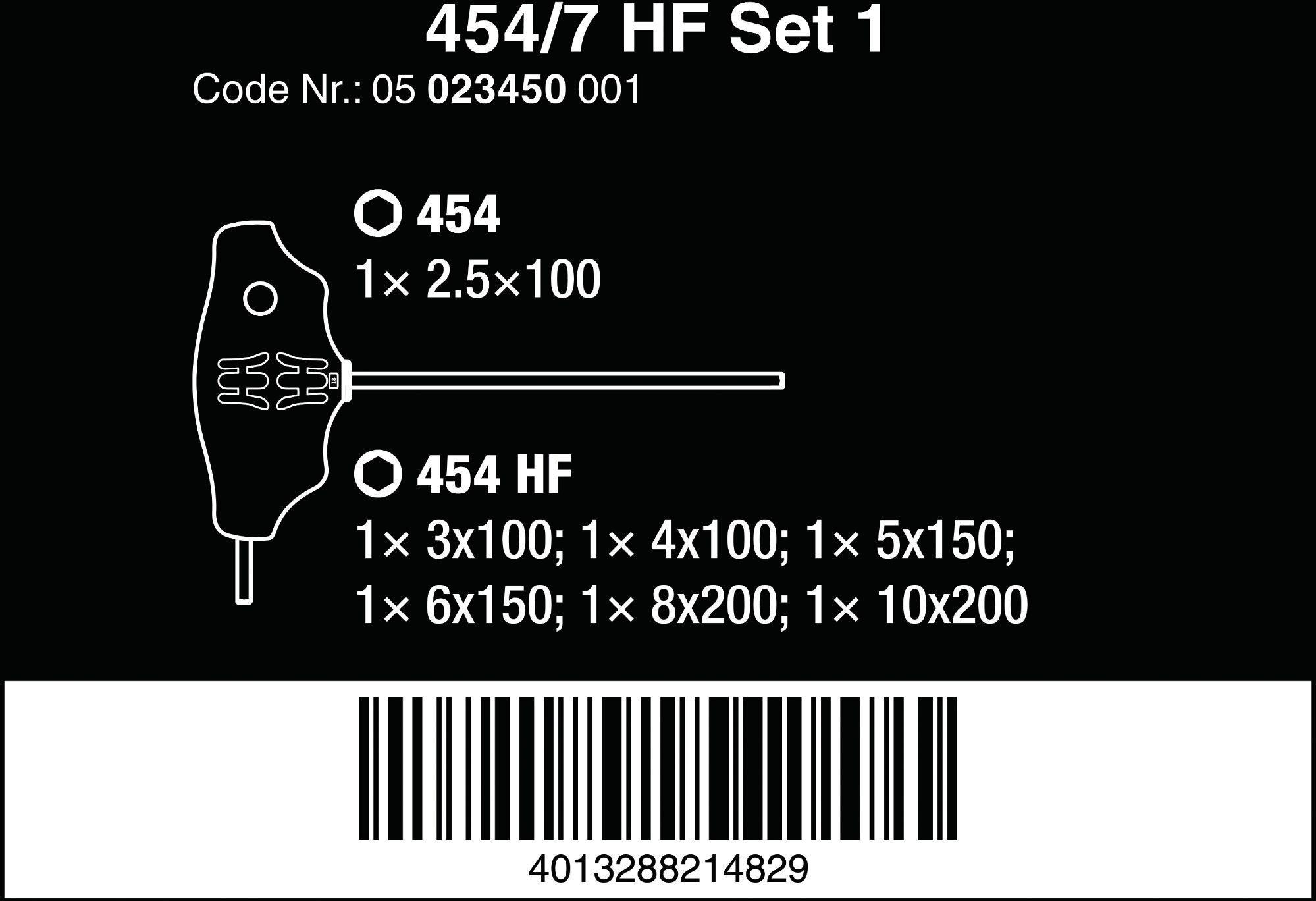 Wera 454/7 HF Screwdriver Set T-Handle Screwdrivers Hex-Plus 7pcs