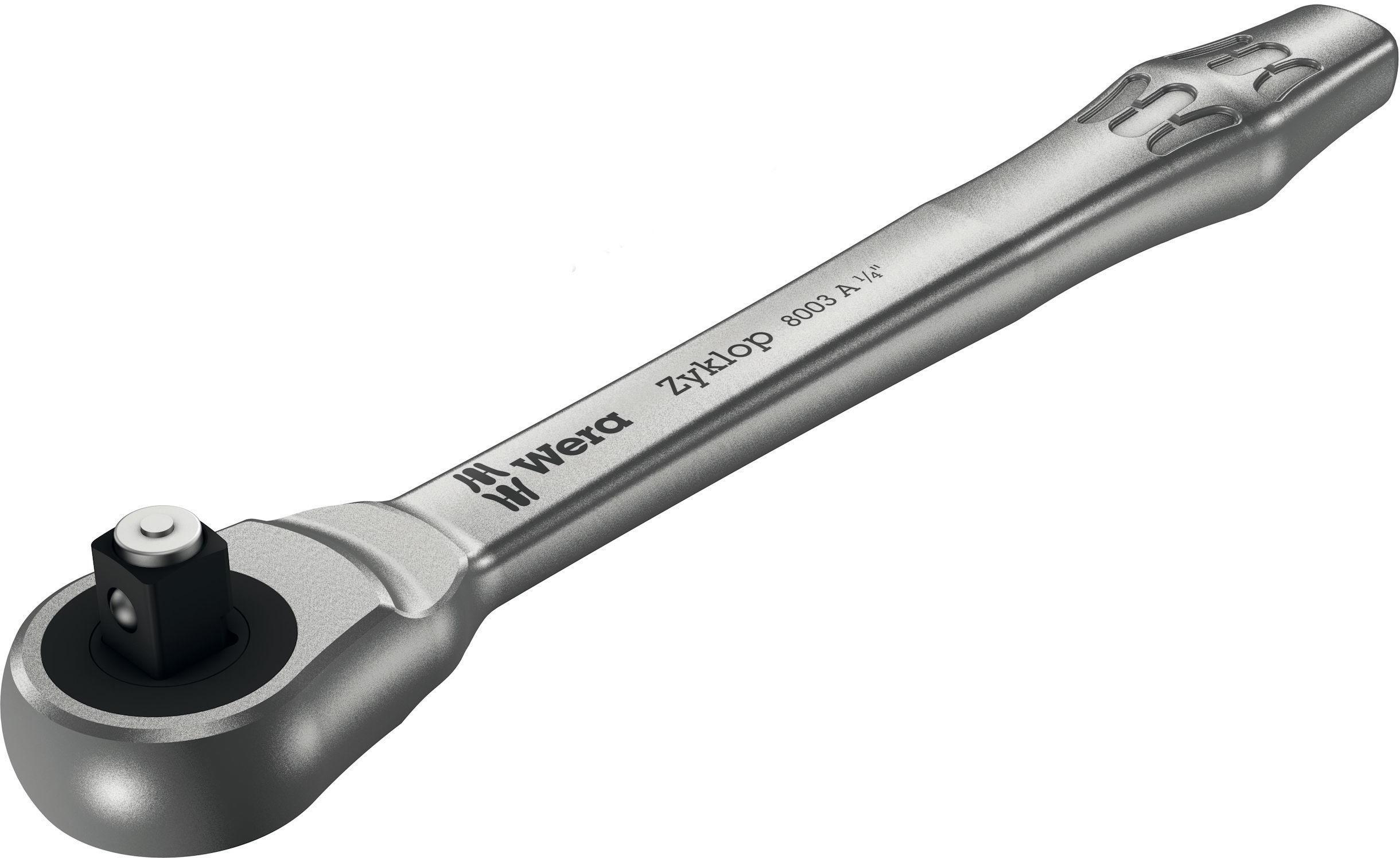 Wera 8003 A Zyklop Metal Ratchet With Push-Through Square And 1/4 Drive