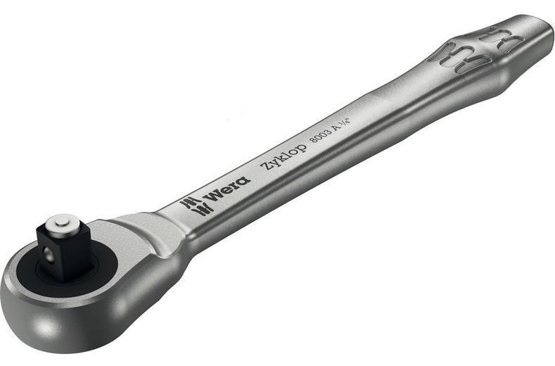 Wera 8003 A Zyklop Metal Ratchet With Push-Through Square And 1/4 Drive Wera 8003 A Zyklop Metal Ratchet With Push-Through Square And 1/4 Drive
