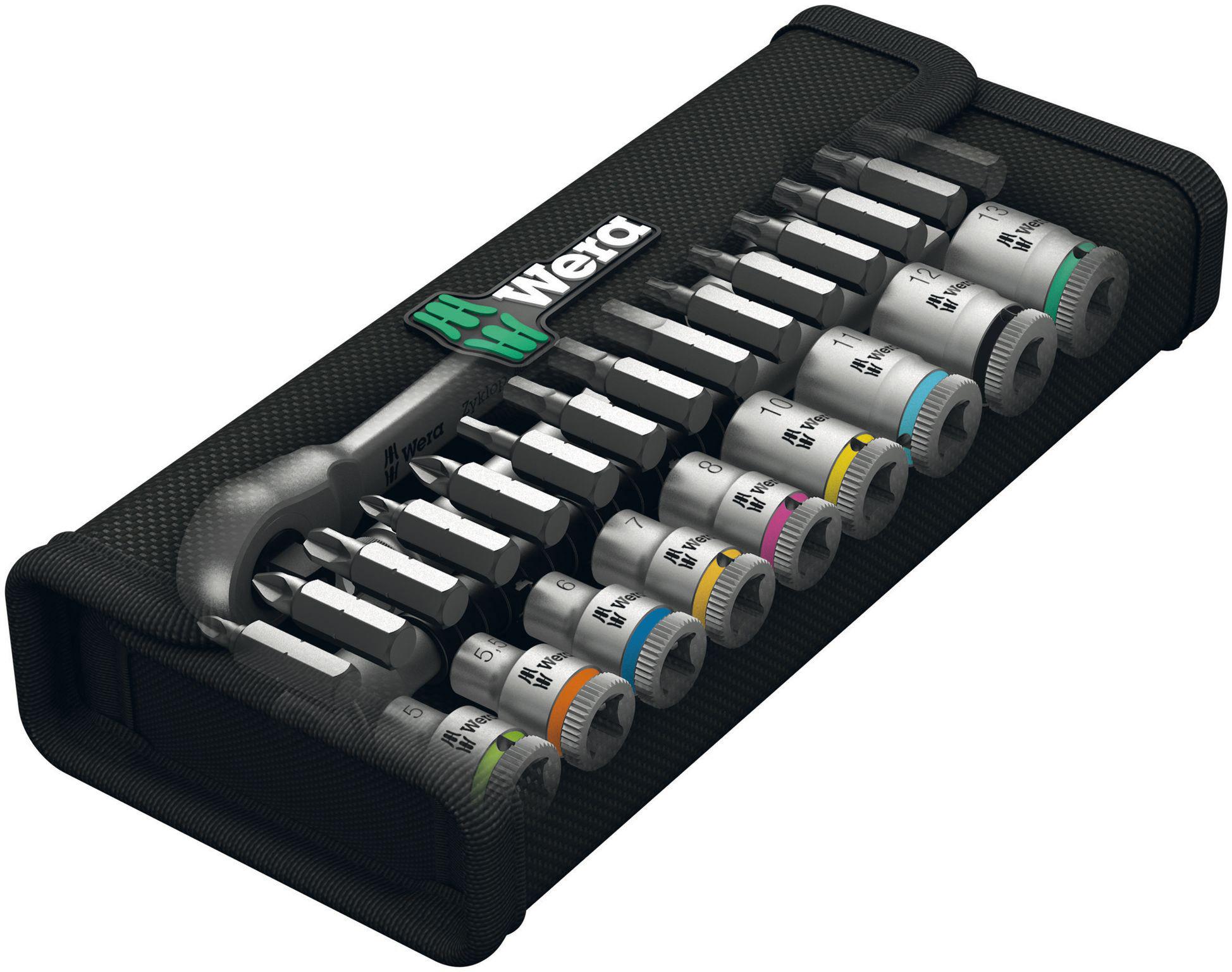 Wera 8100 SA 8 Zyklop Metal Ratchet Set With Switch Lever 1/4 Drive