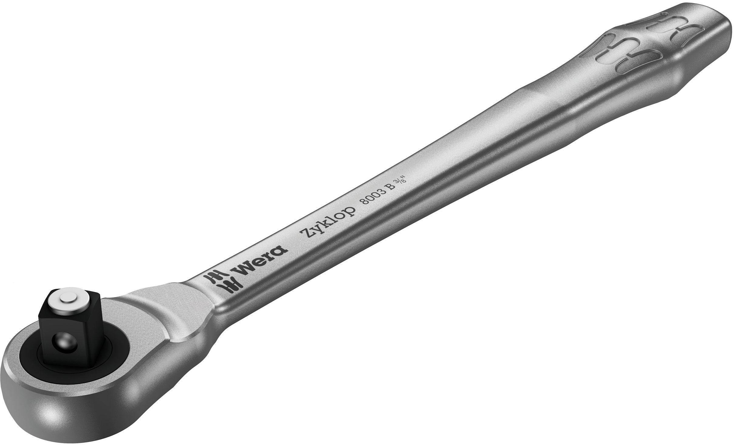 Wera 8003 B Zyklop Metal Ratchet With Push-Through Square And 3/8 drive 222mm