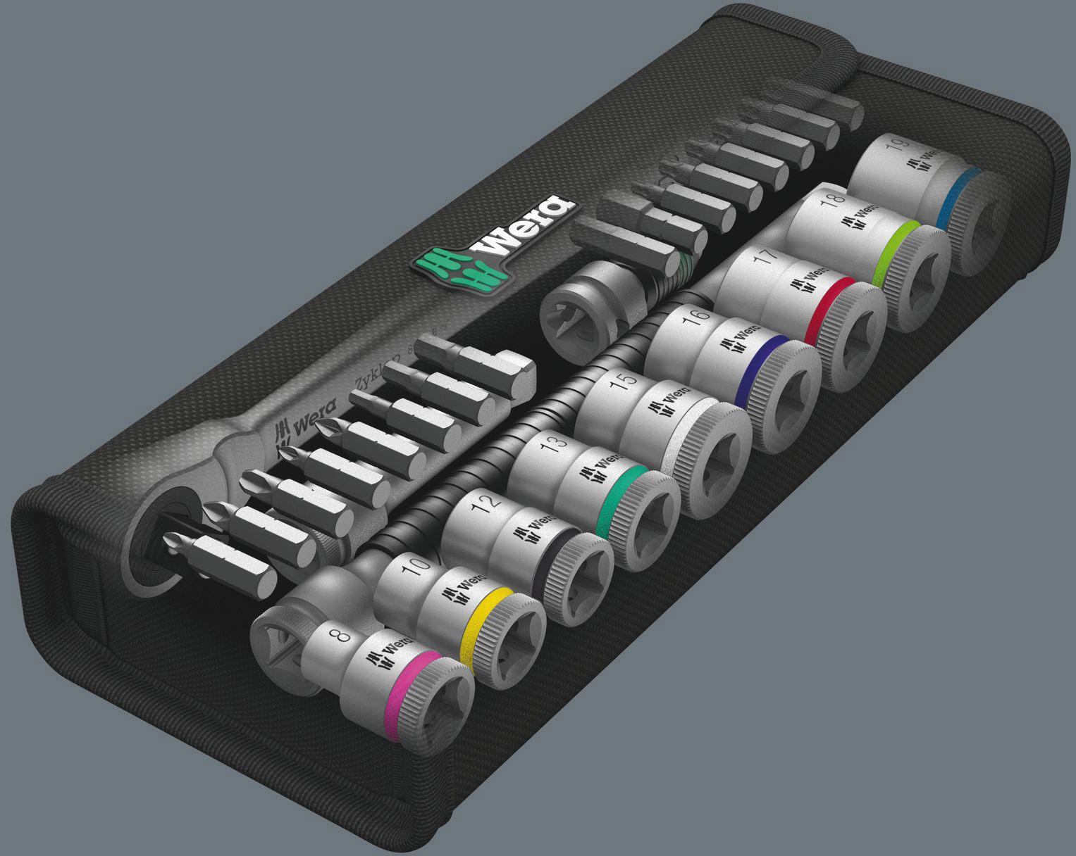 Wera 8100 SB 7 Zyklop Metal Ratchet Set With Push-Through Square 3/8 Drive