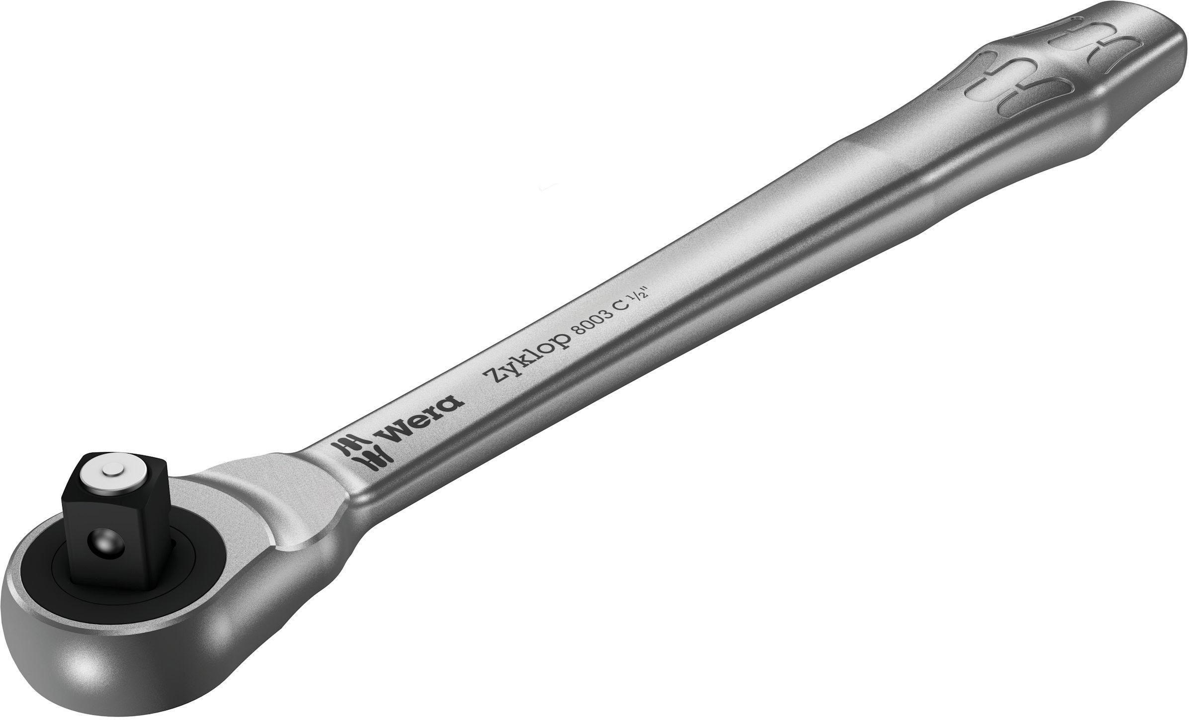 Wera 8003 C Zyklop Metal Ratchet With Push-Through Square And 1/2 Drive
