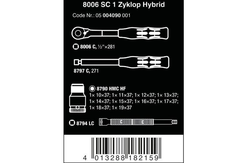 Wera 8006 SC 1 Zyklop Hybrid Ratchet Set 1/2 Drive Wera 8006 SC 1 Zyklop Hybrid Ratchet Set 1/2 Drive
