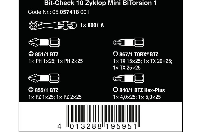 Wera Bit-Check 10 Zyklop Mini BiTorsion 1 Wera Bit-Check 10 Zyklop Mini BiTorsion 1