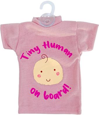 Tiny Human On Board T-Shirt Sign - Pink