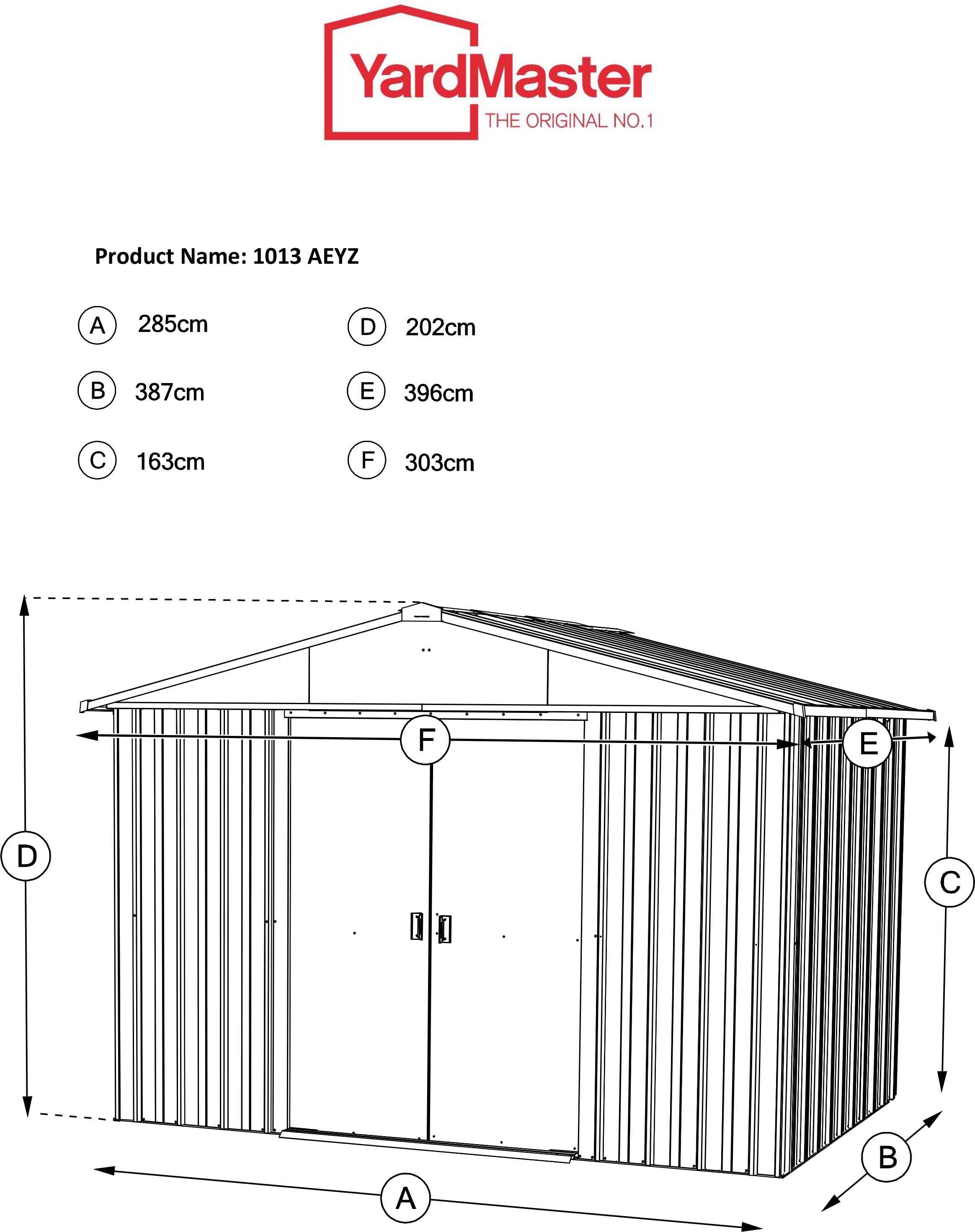 Yardmaster Castleton Apex Metal Shed 10 x 13 ft