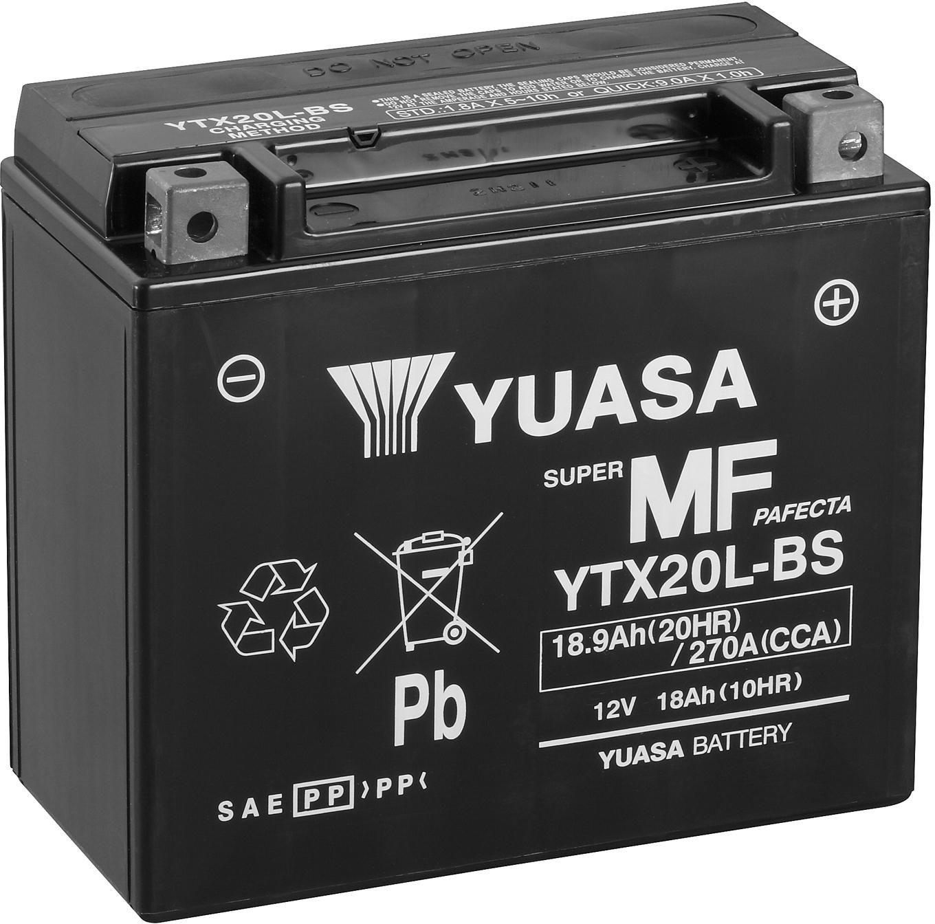 Yuasa Ytx20L Maintenance Free Motorcycle Battery