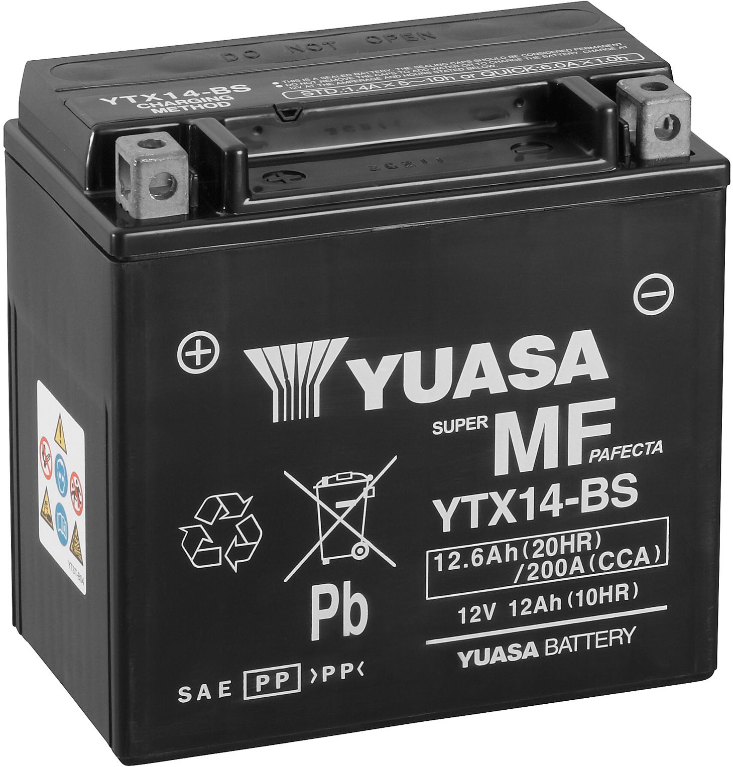 Yuasa YTX14-BS Maintenance Free Motorcycle Battery