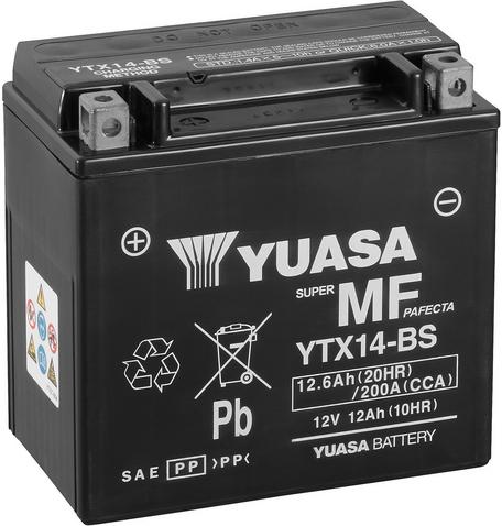 Yuasa YTX14-BS Maintenance Free Battery with Acid Pack
