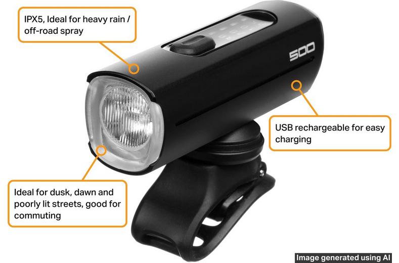 Halfords Advanced 500 Lumen Front Bike Light Halfords Advanced 500 Lumen Front Bike Light