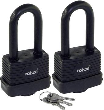 Rolson 2pc 50mm Long Shackle Padlock