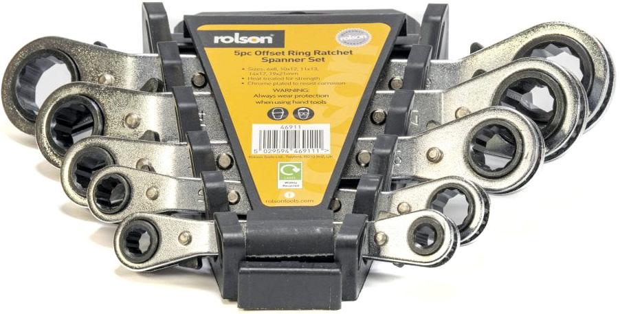 Rolson 5pc Offset Ratchet Ring Spanner Set