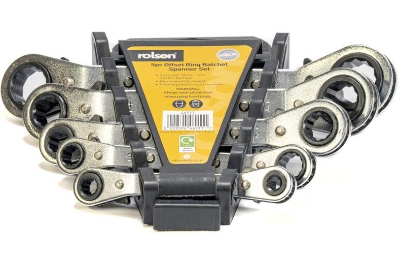 Rolson 5pc Offset Ratchet Ring Spanner Set Rolson 5pc Offset Ratchet Ring Spanner Set