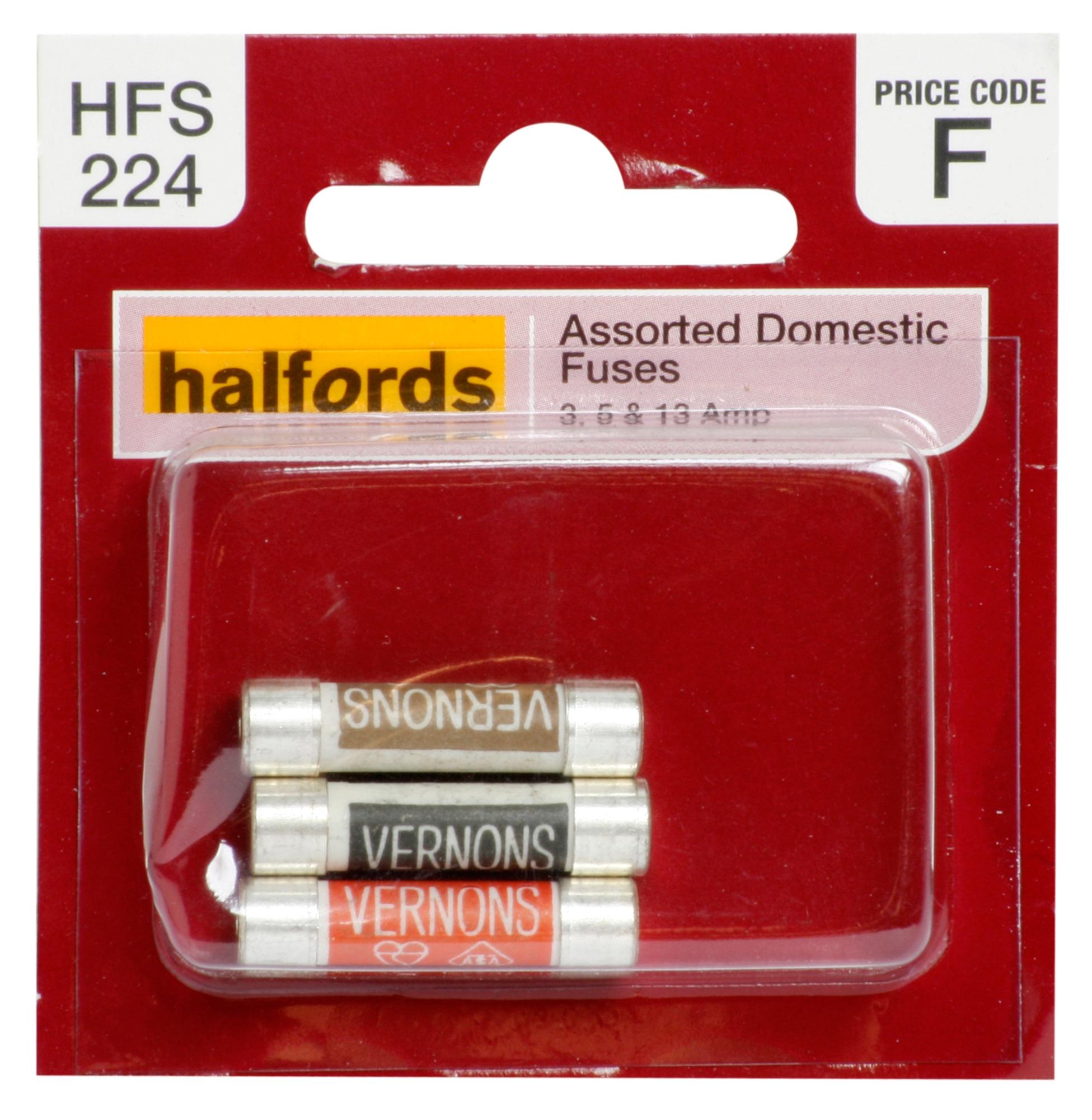 Halfords Assorted Domestic Fuses 3/5/13 Amp (Hfs224)