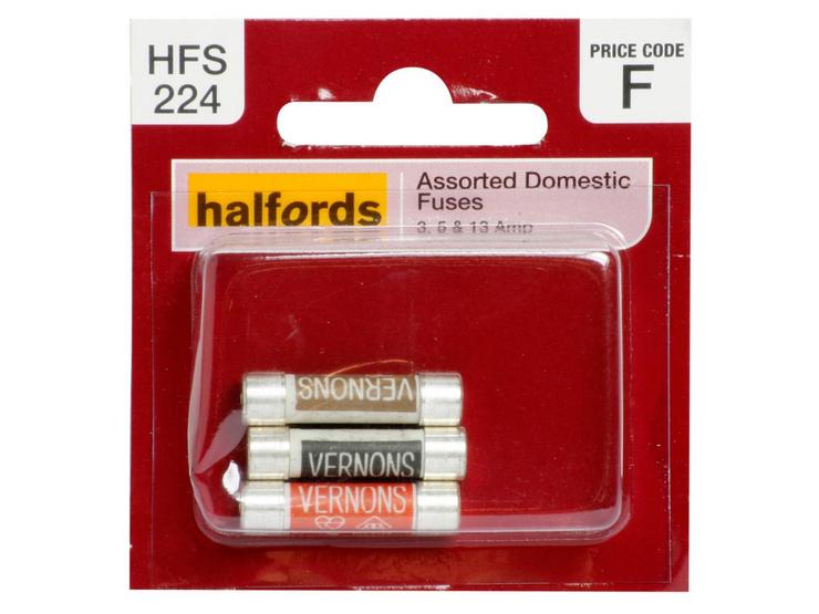 Halfords Assorted Domestic fuses 3/5/13 Amp (HFS224)