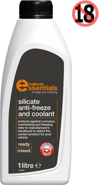 Halfords Essentials Silicate Ready Mixed Antifreeze & Coolant 1L