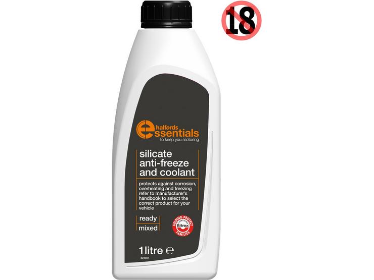 Halfords Essentials Silicate Ready Mixed Antifreeze & Coolant 1L