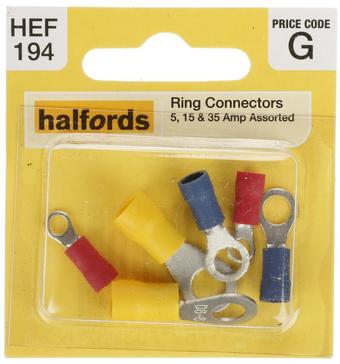 Halfords Assorted Ring Terminals 5/15/35 Amp (ELEC126)