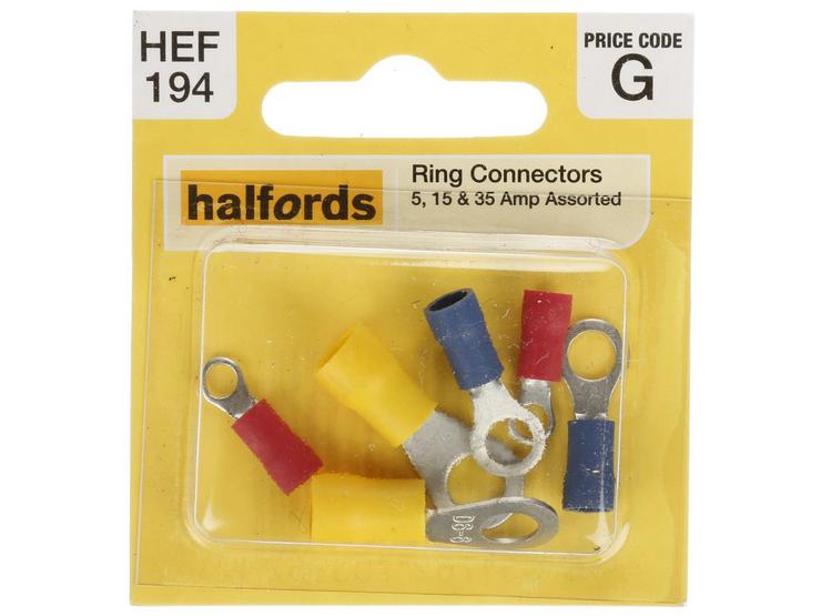 Halfords Assorted Ring Terminals 5/15/35 Amp (ELEC126)