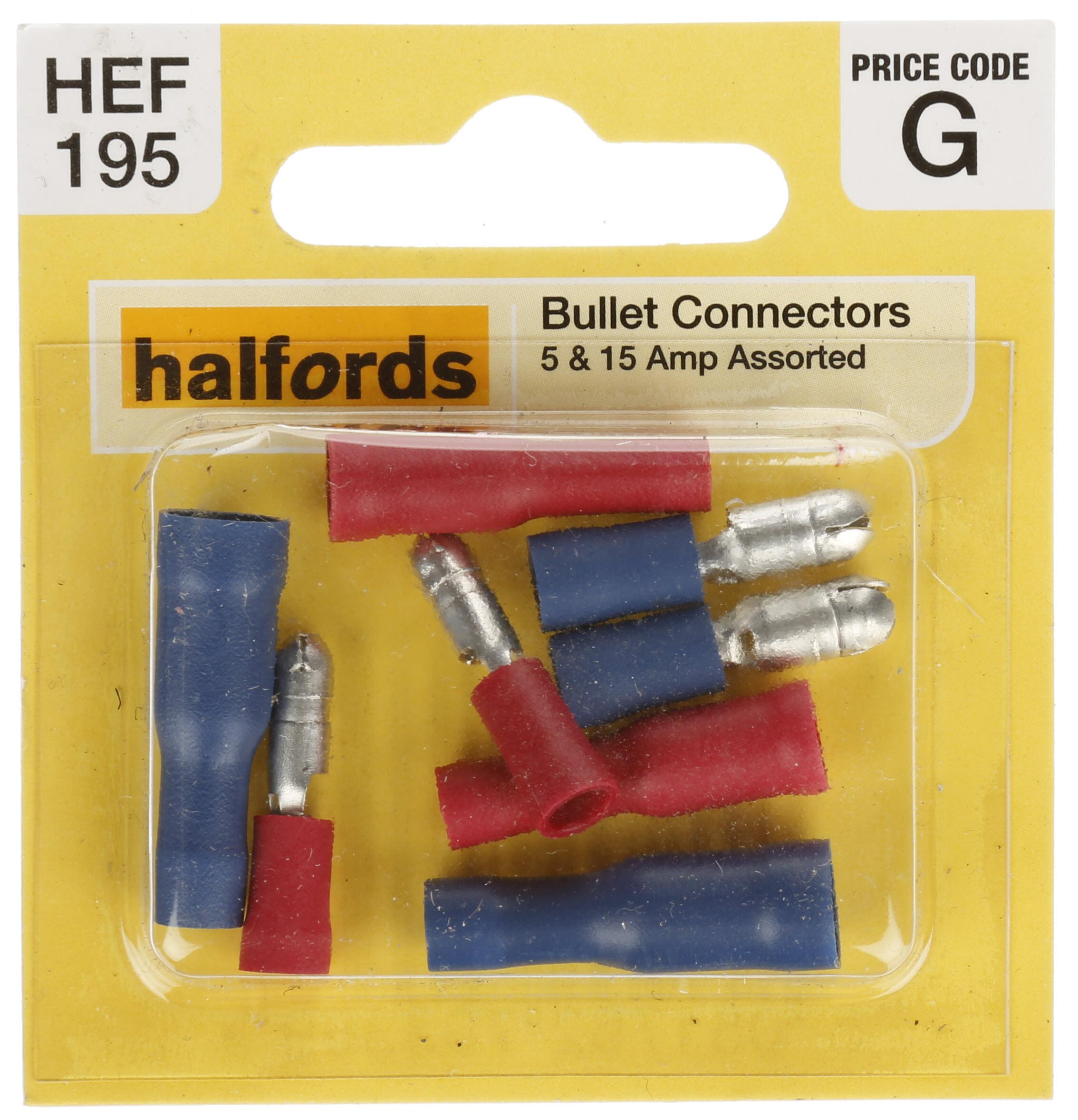 Halfords Assorted Male & Female Bullet Connectors 5 & 15 Amp (Hef195)